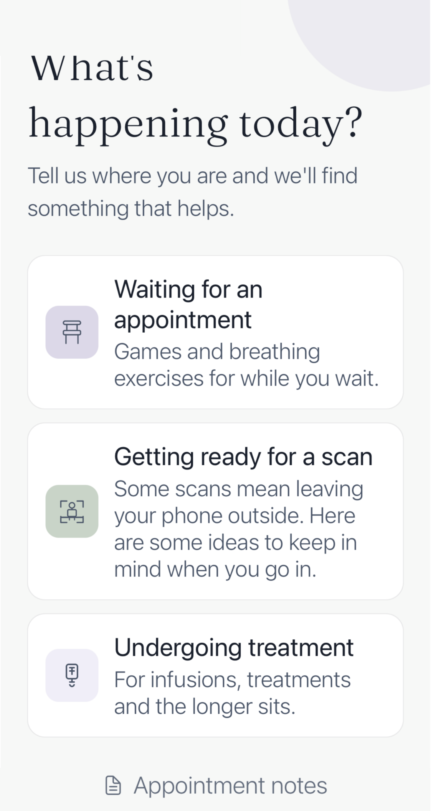 WaitSpace situation selection screen